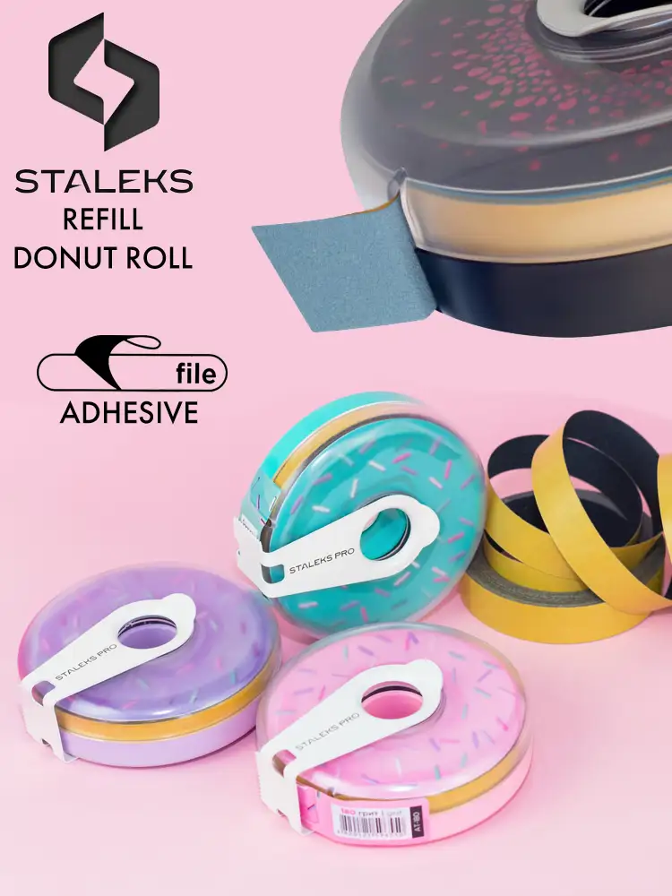 Recharge de limes adhésives pour ongles Staleks PRO, rouleau en forme de beignet