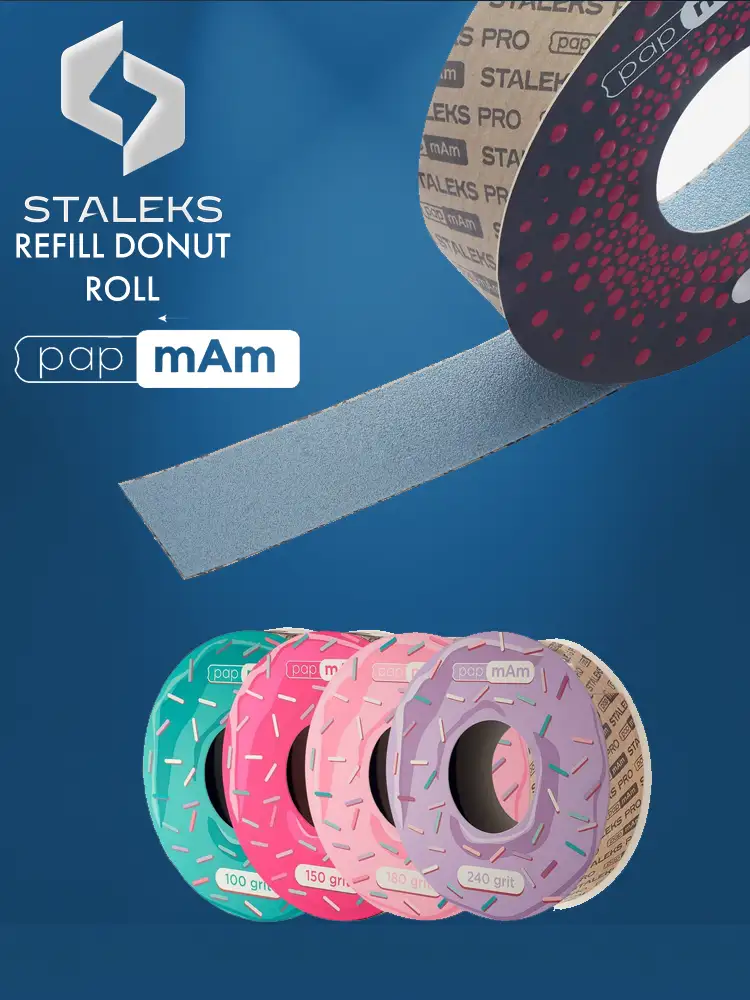 Recharge de limes à ongles Staleks PRO papmAm en rouleau en forme de beignet