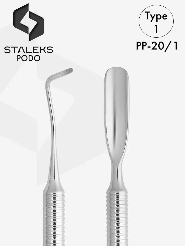 Outil de pédicure Staleks PRO Podo 20 : curette et poussoir arrondi, type 1