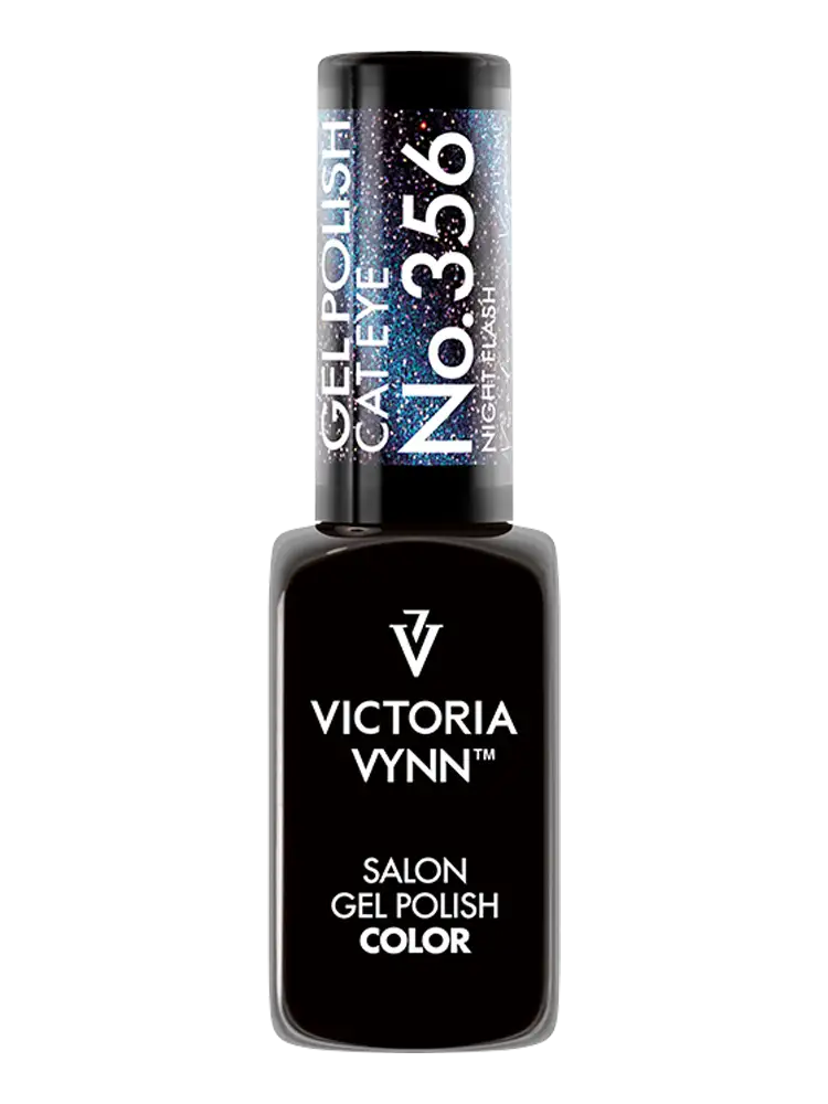 Impresionante esmalte en gel azul con efecto ojo de gato de Victoria Vynn, esmalte en gel con efecto ojo de gato 356 Night Flash