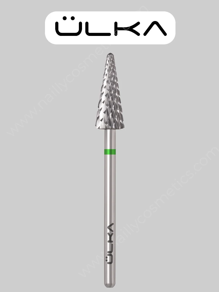Broca de carburo para uñas ÜLKA, cónica, con cabeza verde, diámetro de 6,0 mm