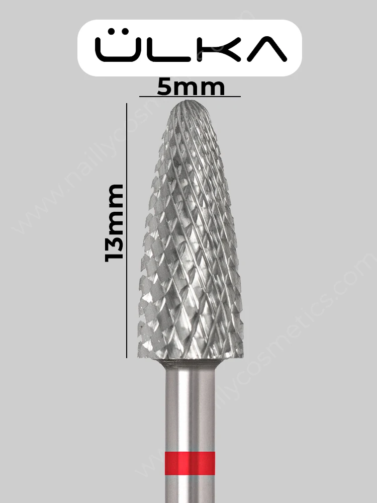 Broca de carburo para uñas ÜLKA, cabeza roja, diámetro 5,0 mm