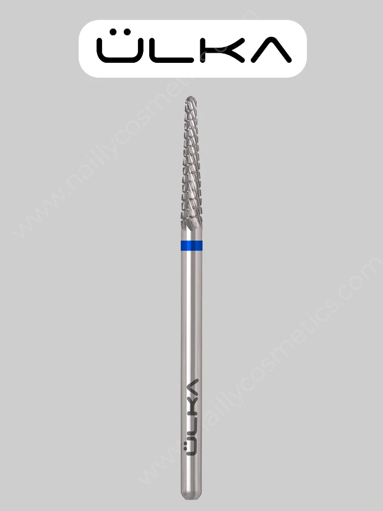 Broca de carburo para uñas ÜLKA, tipo aguja, con punta azul, diámetro de 2,3 mm