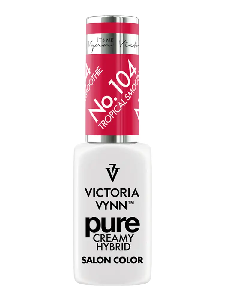 Victoria Vynn, uñas en rojo rosado, tono cremoso puro 104, batido tropical