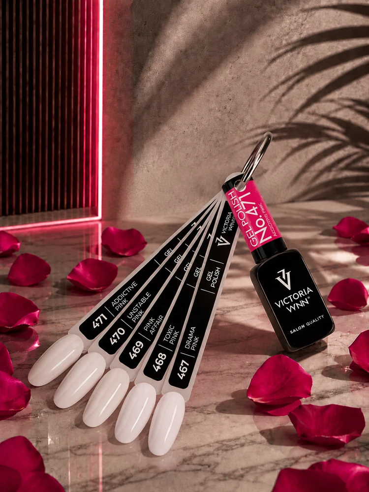 victoria vynn p!nk scandal unpainted color chart PiNK SCANDAL: Carta de colores sin pintar 467-471 con los tonos de esmalte en gel de Victoria VYNN: Drama P!nk, Toxic P!nk, P!nk Affair, Unstable P!nk y Addictive P!nk