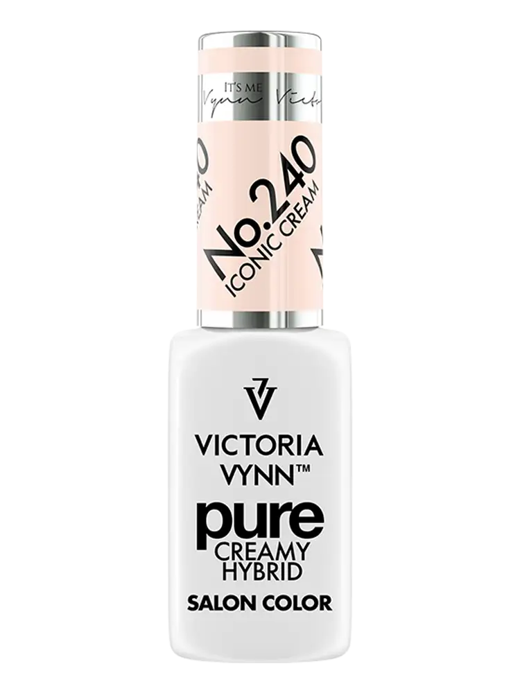 Victoria VYNN Esmalte en gel híbrido blanco puro y cremoso, melocotón claro y cremoso, Iconic Cream n.º 240