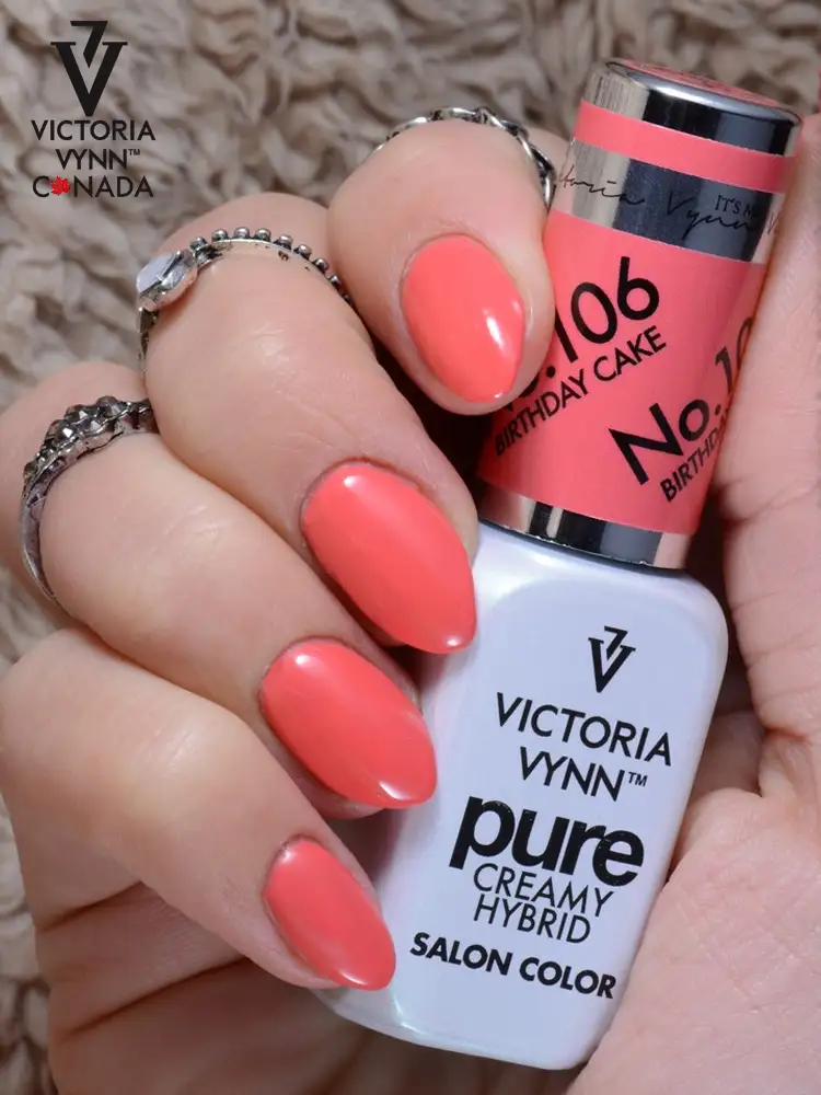 Victoria Vynn, rojo anaranjado cremoso puro, uñas, pastel de cumpleaños n.º 106