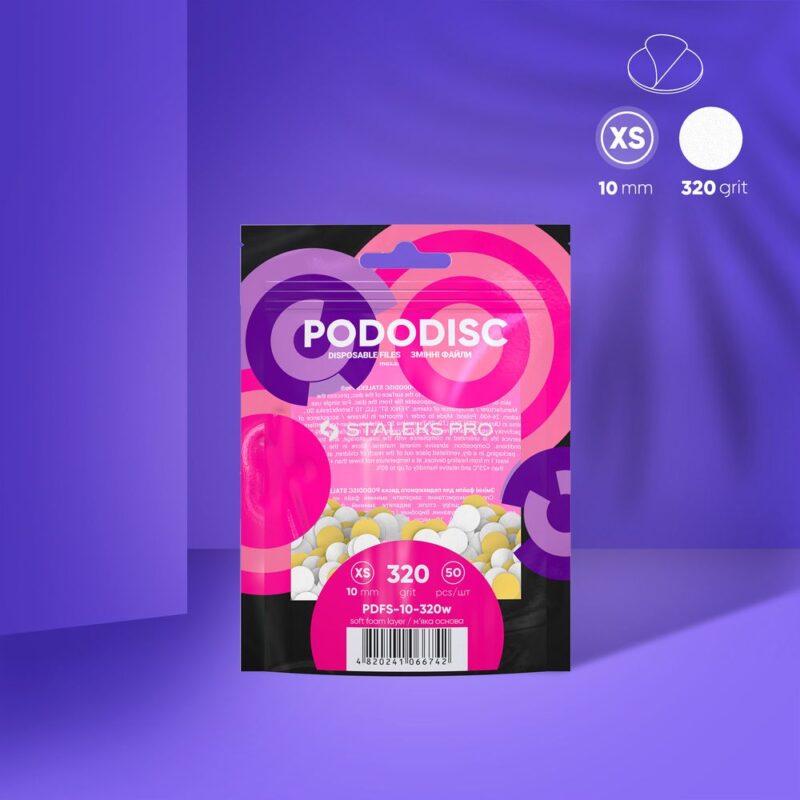 Disques de rechange Staleks PRO White sur support souple pour disque de pédicure XS, grain 320 (50 pièces)