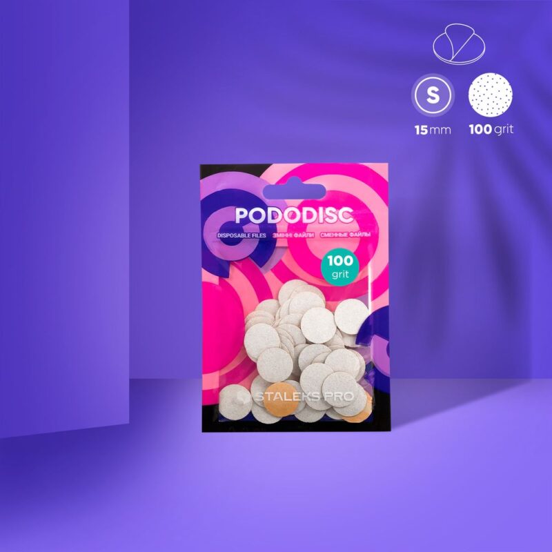 Disques de rechange Staleks PRO White sur support souple pour disque de pédicure S, grain 100 (50 pièces)