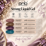 Tabla de colores de PNB Strong Liquid Gel Armor Glow 034–037 (4 colores)