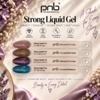 Tabla de colores de PNB Strong Liquid Gel Armor Glow 034–037 (4 colores)