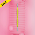 Staleks PRO Manicure pusher Gummy with silicone handle UNIQ 10 TYPE 3 Yellow (rounded narrow pusher and cleaner) PQ-10/3y