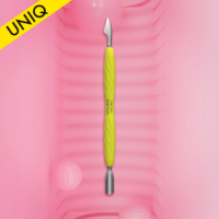 Staleks PRO Manicure pusher Gummy with silicone handle UNIQ 10 TYPE 3 Yellow (rounded narrow pusher and cleaner) PQ-10/3y