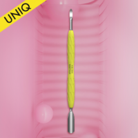 Staleks Manicure pusher Gummy with silicone handle UNIQ 10 TYPE 6 Yellow (rounded wide pusher and nail cleaner) PQ-10/6y